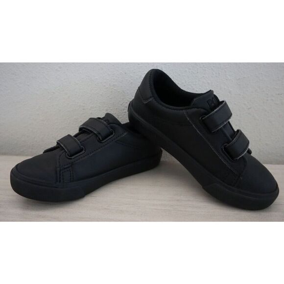 Polo Ralph Lauren Toddler Sz 9.5M Triple Black Eastern EZ Strap Low Top Sneakers - Picture 10 of 11